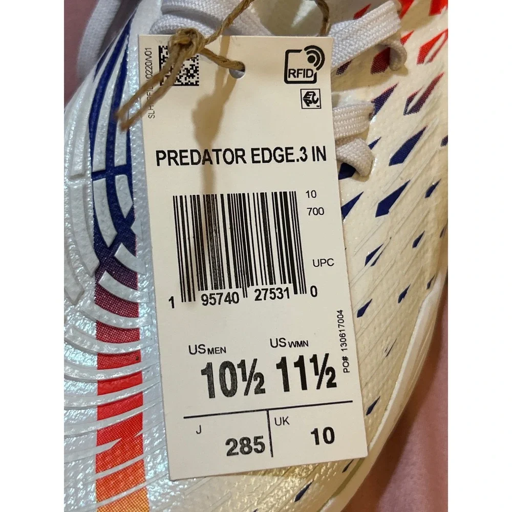 Adidas Predator Edge.3 Indoor Soccer Shoes White Solar Yellow GV8517 Mens 10.5